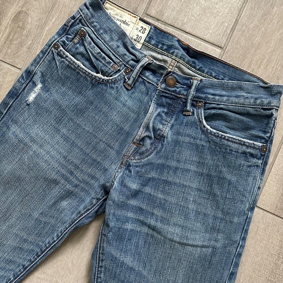 Abercrombie & Fitch Low Rise Slim Boot Button Fly Distressed Jeans Men's 28x30 - Picture 8 of 15